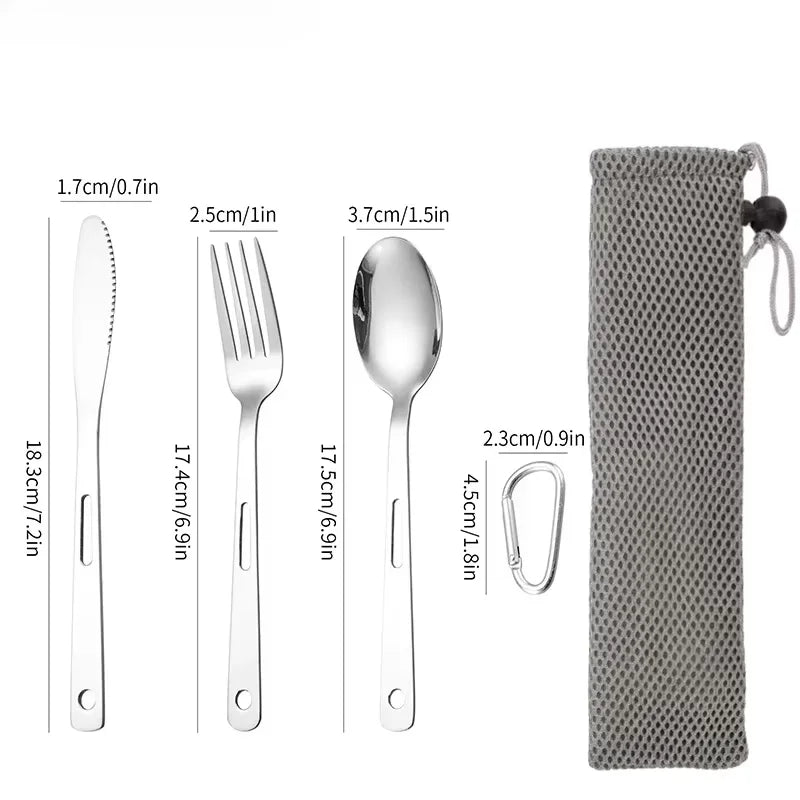 Spoon Fork Knife Sets Stainless Steel Outdoor Tableware with Storage Bag For Home Travel Camping Picnic Portable Tools