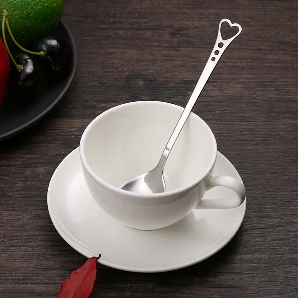 10Pcs Heart Shaped Spoons Stainless Steel Alloy Dessert Spoon Cake Spoon Sugar Spoon Coffee Spoon Tea Spoon Serving Spoon