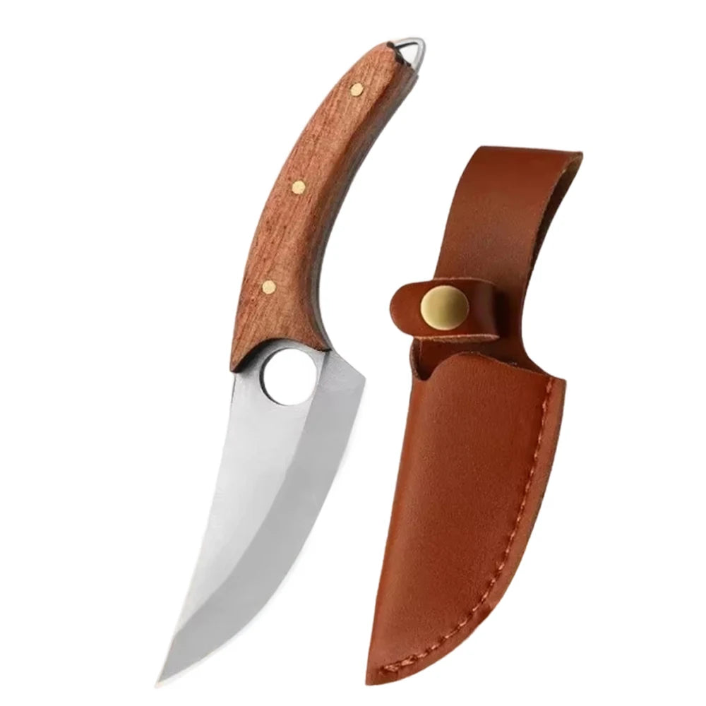 Multipurpose Chef Knives Meat Cleaver Kitchen Knife Hand-Forged Boning Knife Wooden Handle Stainless Steel Hammer Butcher Knife