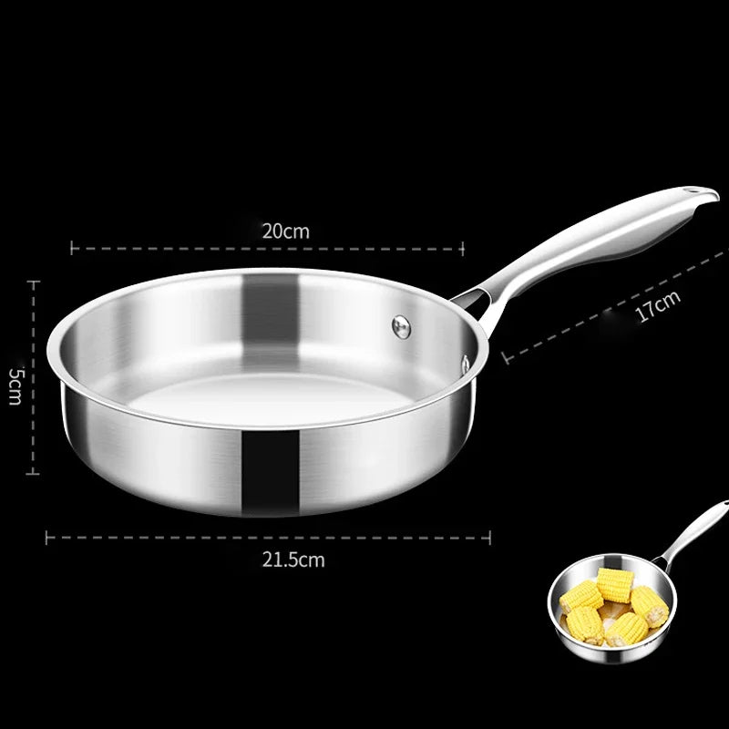 316 Stainless Steel Fry Pan Mini Stir-fry Pans For 1-2 Person 16/18cm Small Cooking Pot General Use For Gas And Induction Cooker