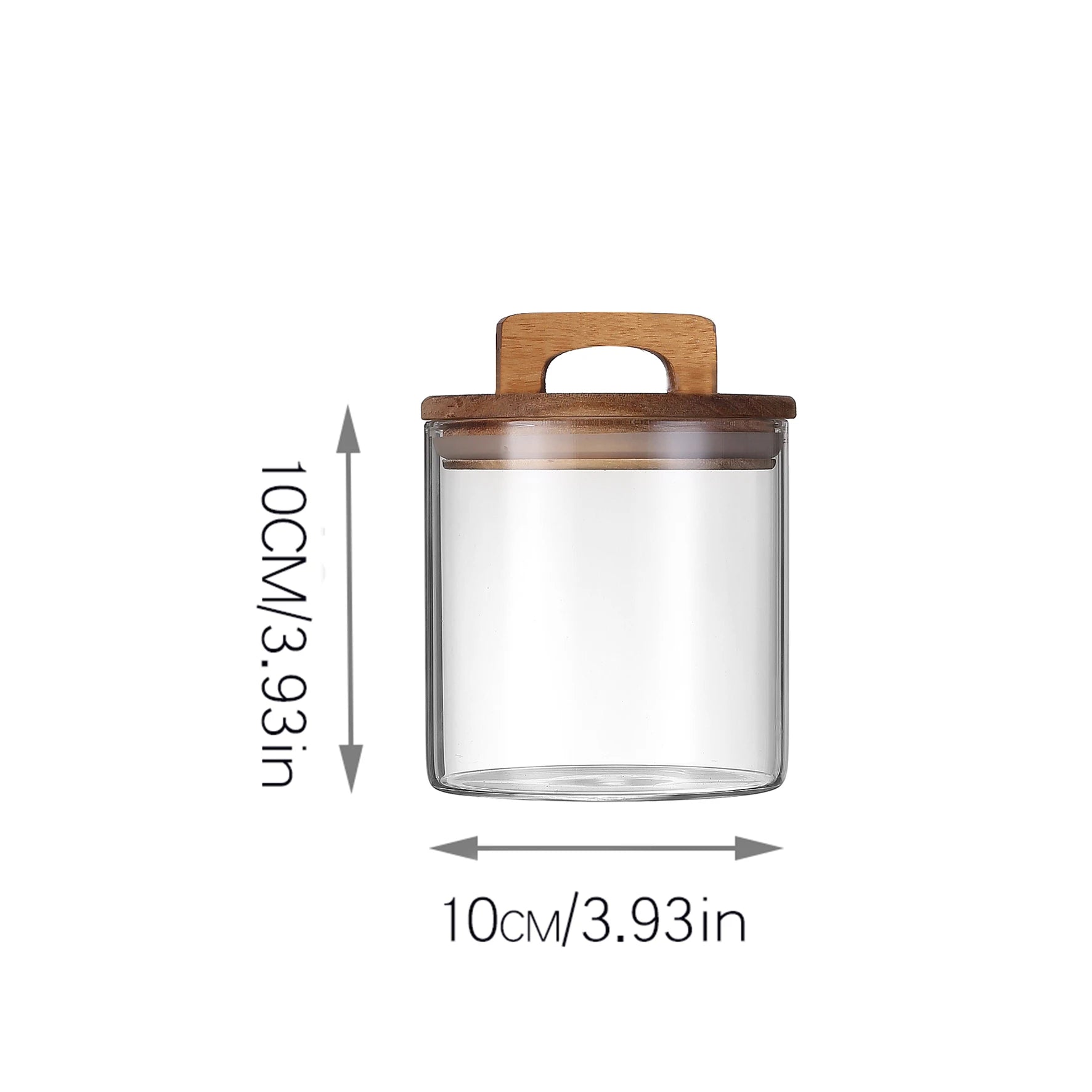 1pc Glass Storage Jar with Wood Lid,Transparent,Resistant Container for Kitchen Food,Nuts,Candy,Spices,Glass Storage Canisters