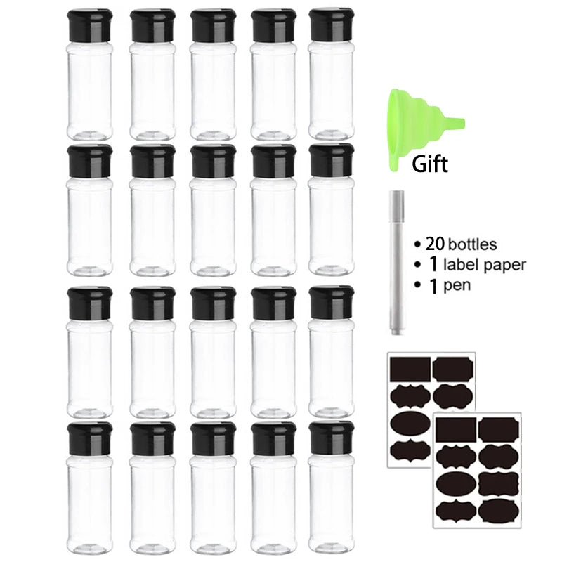5/10/15/20PC Jars for Spices Kitchen Salt Shaker 100ML Spice Containers for Condiments Barbecue Seasoning Shaker Bottles