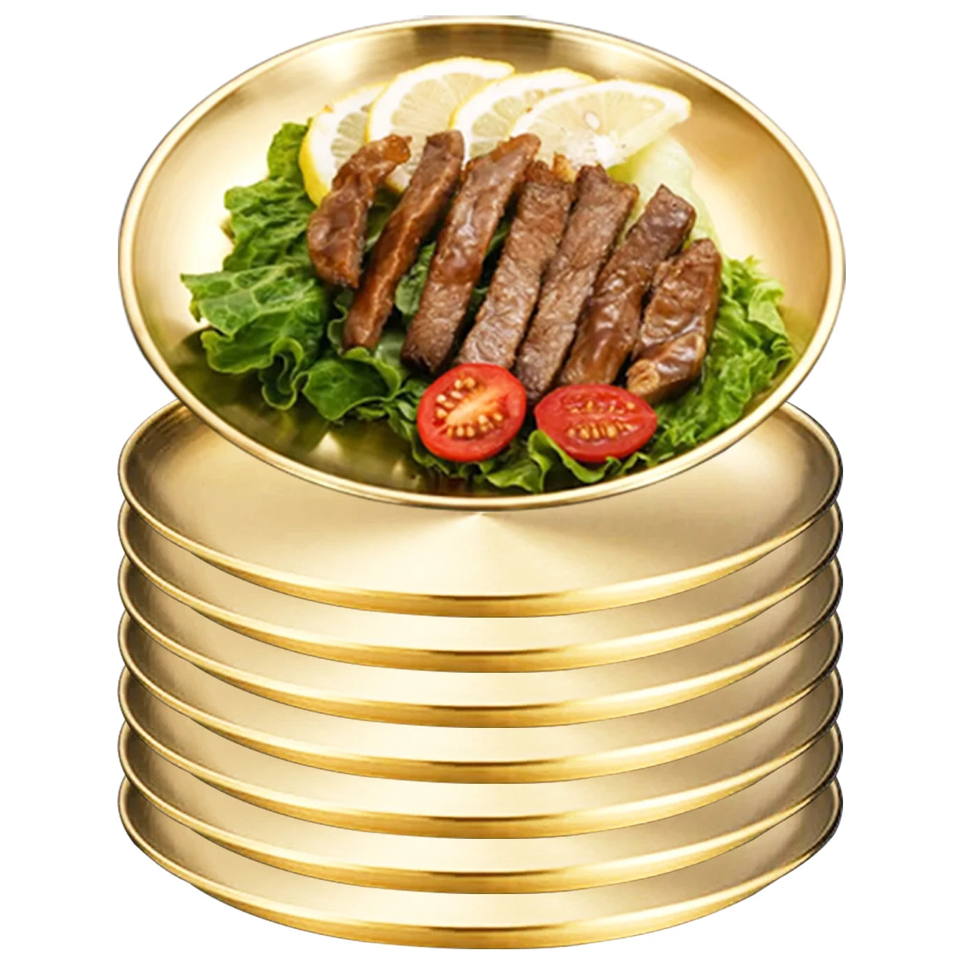 3/7/10pcs Stainless Steel Plate Set BBQ Fried Chicken Barbecue Meat Plate Vegetable Fruit Storage Tray Party Cake Dessert Plate