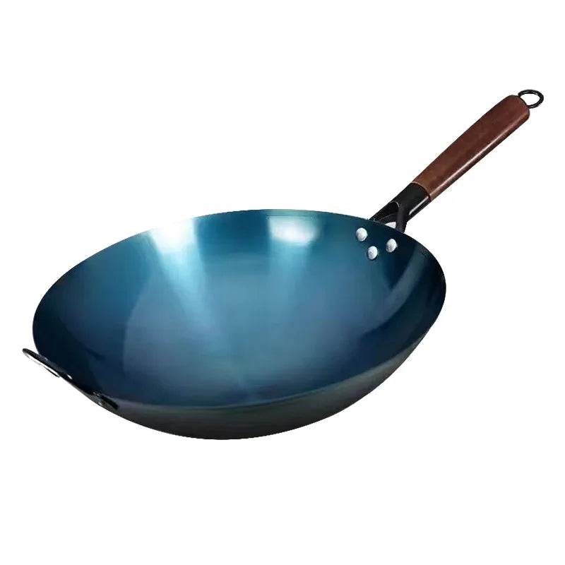 Household wok, round bottomed iron pan, non stick pan. Once cooked, uncoated wok, no need to open
