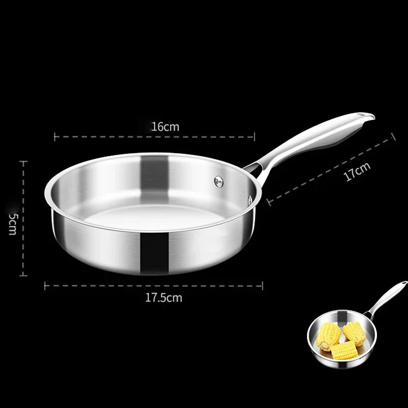 316 Stainless Steel Fry Pan Mini Stir-fry Pans For 1-2 Person 16/18cm Small Cooking Pot General Use For Gas And Induction Cooker
