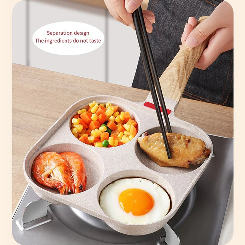 Four-hole Frying Pot Pan Thickened Pan Non-stick Egg Pancake Steak Pan Cooking Egg Ham Pans Breakfast Maker Cookware