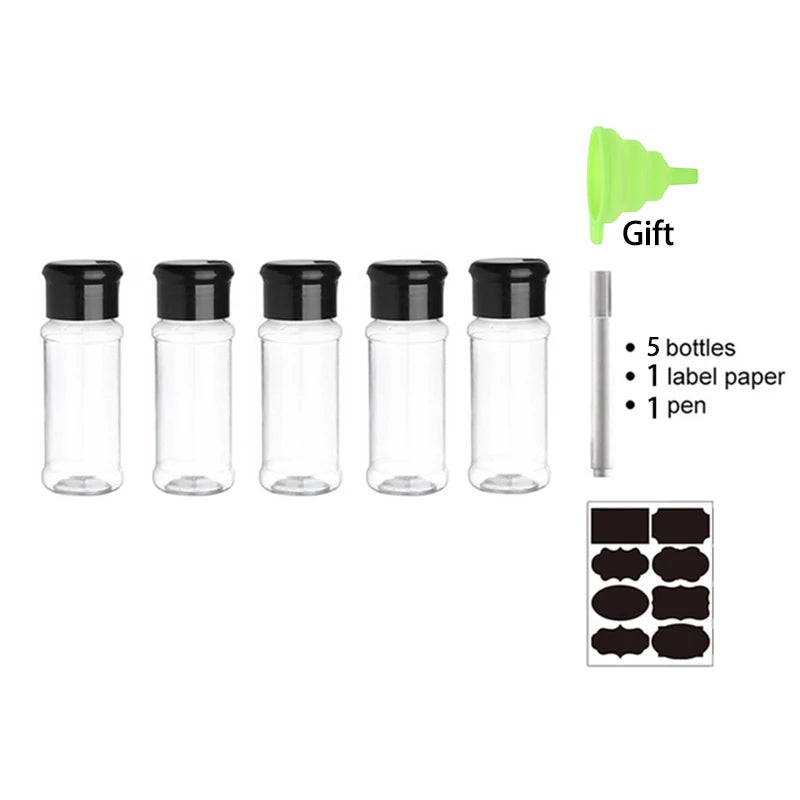 5/10/15/20PC Jars for Spices Kitchen Salt Shaker 100ML Spice Containers for Condiments Barbecue Seasoning Shaker Bottles