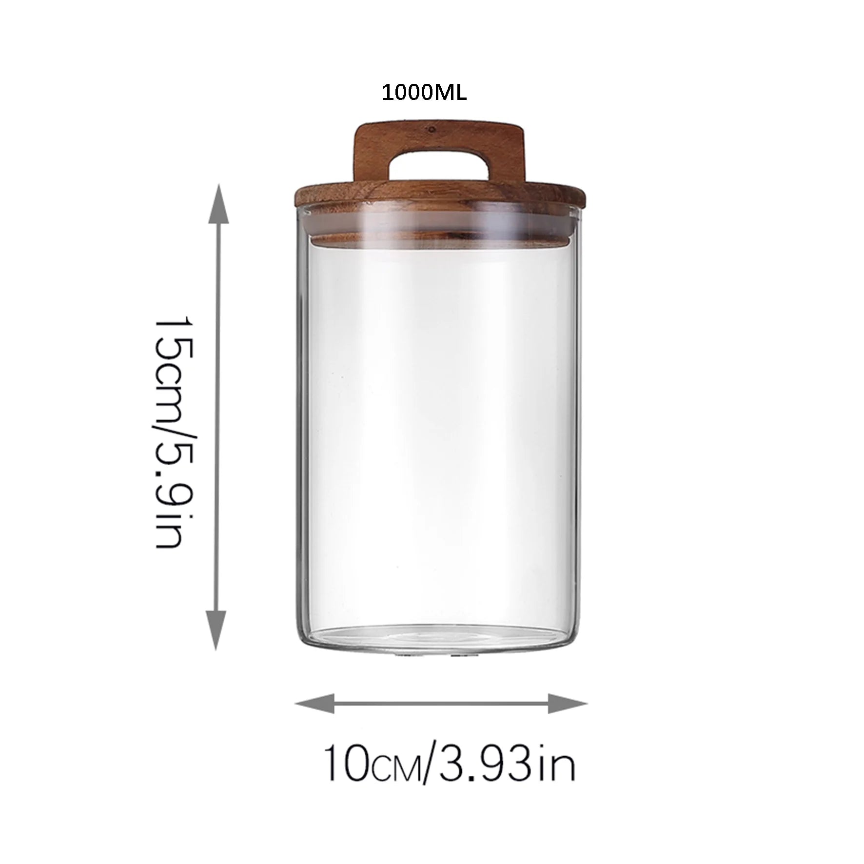 1pc Glass Storage Jar with Wood Lid,Transparent,Resistant Container for Kitchen Food,Nuts,Candy,Spices,Glass Storage Canisters