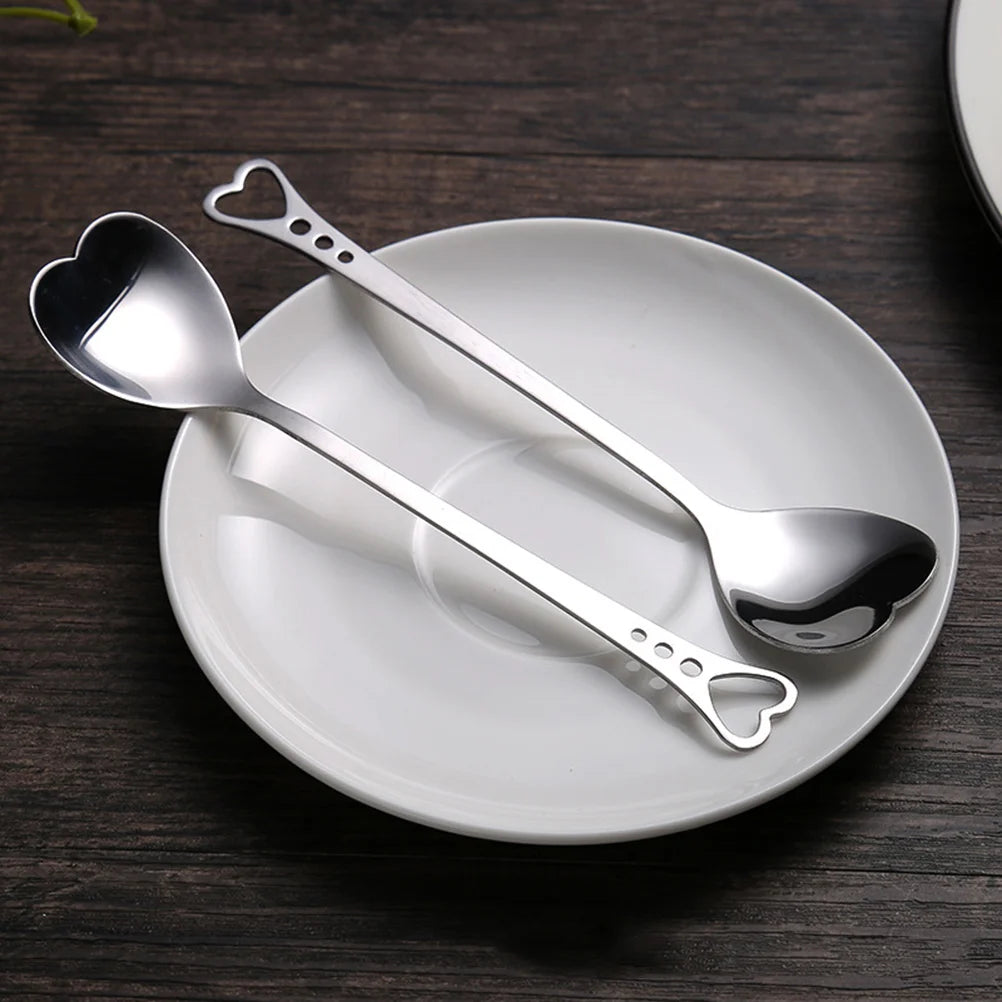 10Pcs Heart Shaped Spoons Stainless Steel Alloy Dessert Spoon Cake Spoon Sugar Spoon Coffee Spoon Tea Spoon Serving Spoon