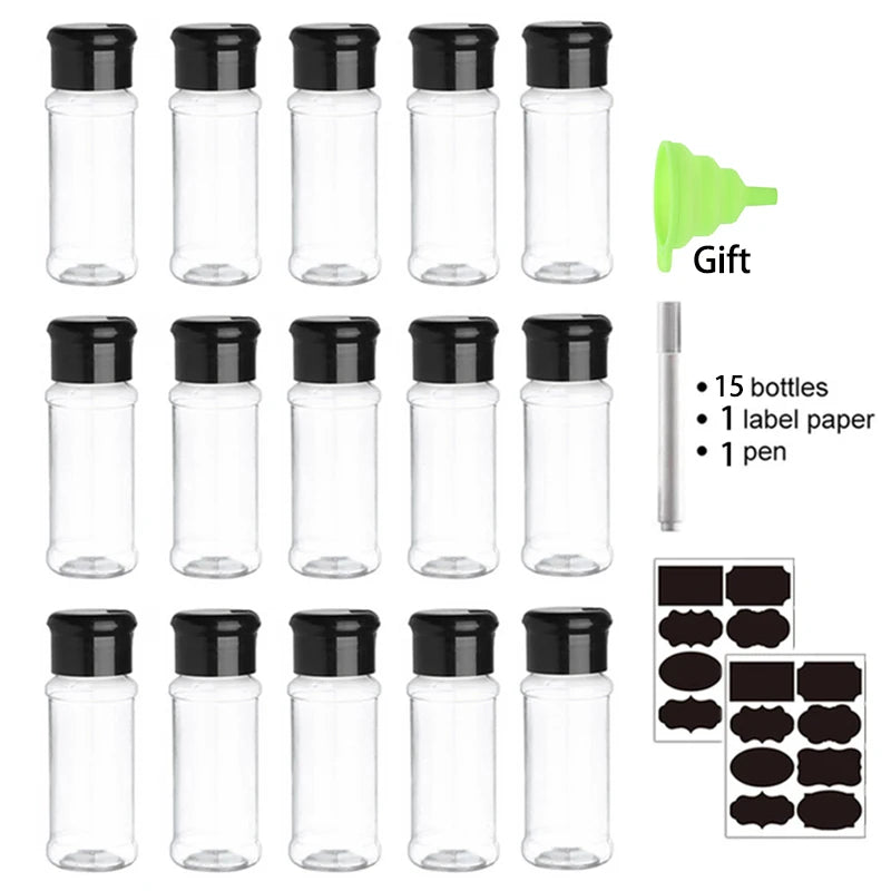 5/10/15/20PC Jars for Spices Kitchen Salt Shaker 100ML Spice Containers for Condiments Barbecue Seasoning Shaker Bottles