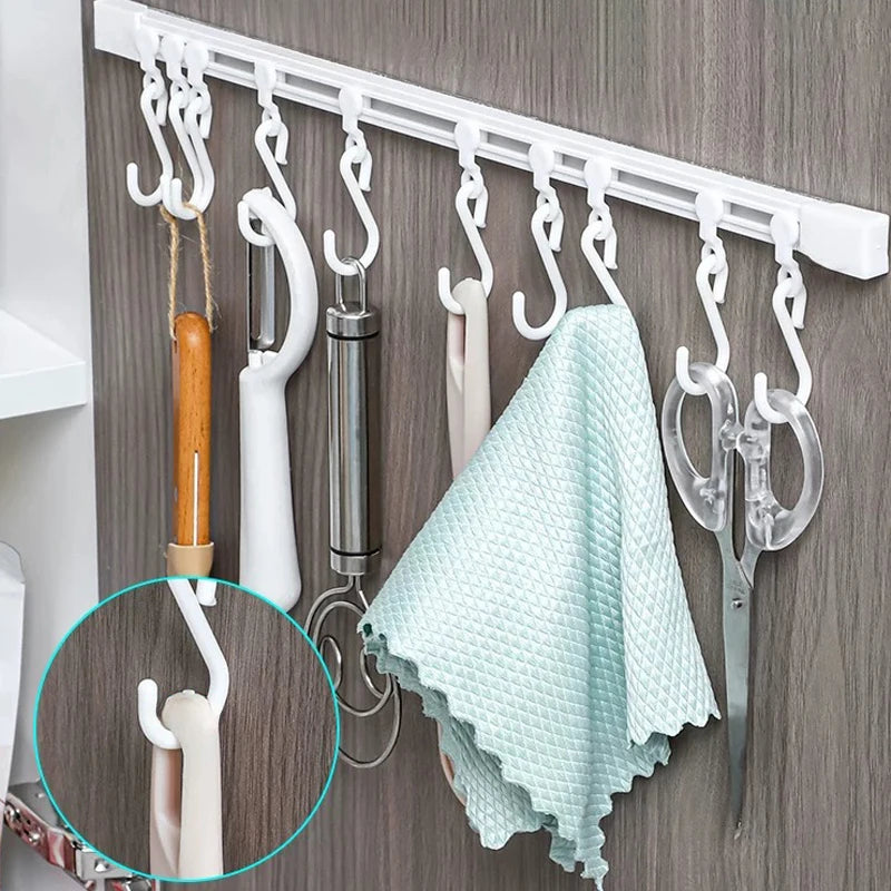 Utensil Hanger Under Cabinet Wall-Mounted Utensil Holder Adhesive No Drilling Spatula Storage Space Saving Home Organizer For
