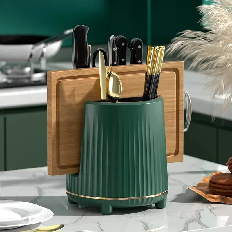1Pc Rotating Knife Holder,Utensil Holder Cutlery,Spoon Chopsticks Fork Storage Holder Organizer,Multifunctional Kitchen Storage