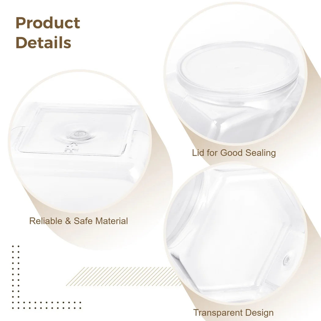 4Pcs Plastic Hexagon Candy Jars Plastic Cookie Jars 72oz Food Storage Container Reusable Cookie Container Countertop Organizer