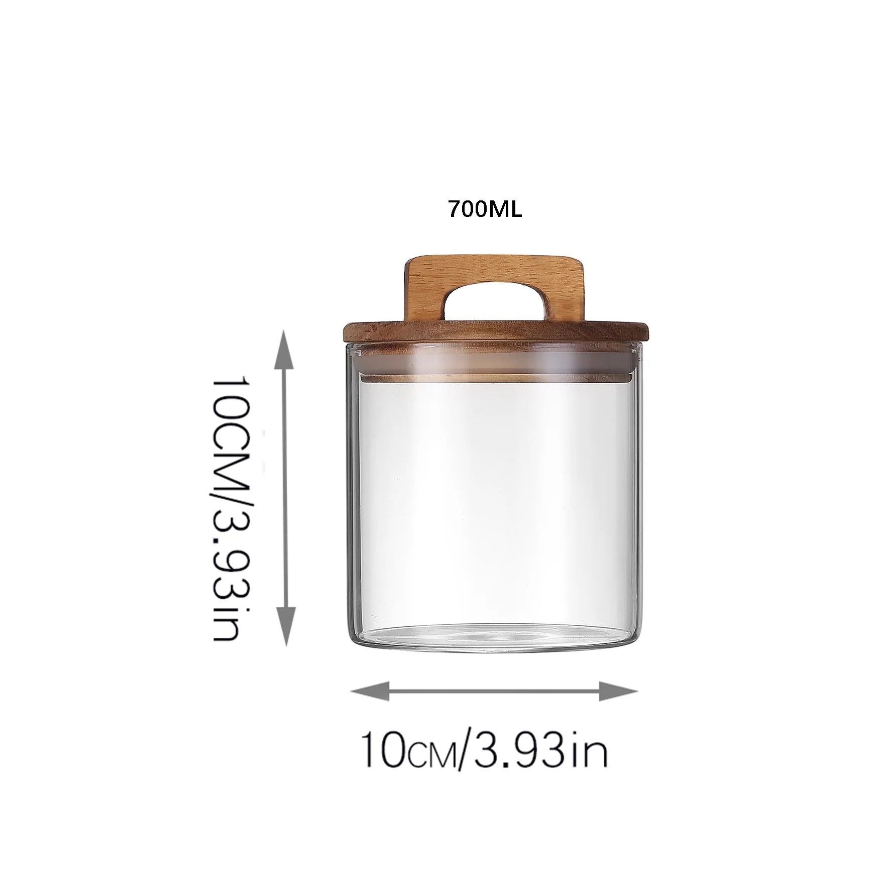 1pc Glass Storage Jar with Wood Lid,Transparent,Resistant Container for Kitchen Food,Nuts,Candy,Spices,Glass Storage Canisters