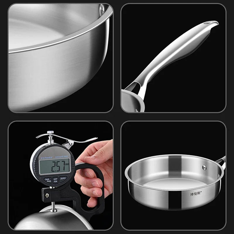 316 Stainless Steel Fry Pan Mini Stir-fry Pans For 1-2 Person 16/18cm Small Cooking Pot General Use For Gas And Induction Cooker