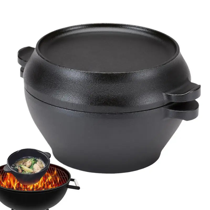 Cast Iron Dutch Pot Round Oven Pot High Performance Cast Dutch Pot Sturdy Dutch Oven Cookware Double Handles Dutch Oven For