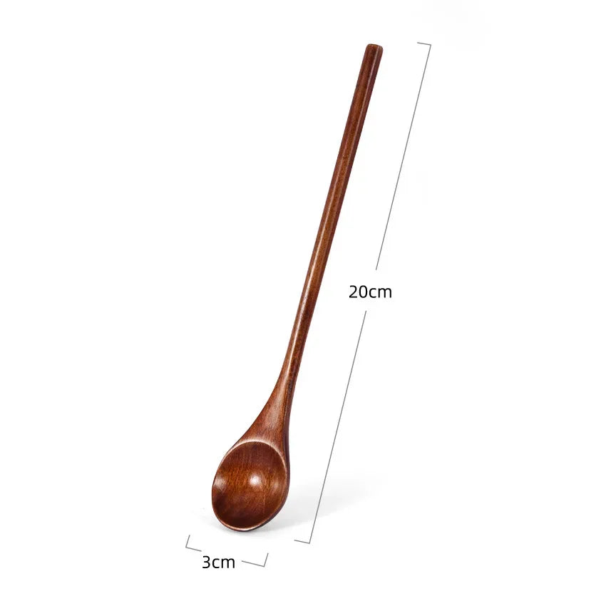 Wooden Tea Spoon Long Coffee Spoons Small Teaspoon Set Wood Honey Dessert Spoon Coffee Drink Stirrer Teaspoons Tableware