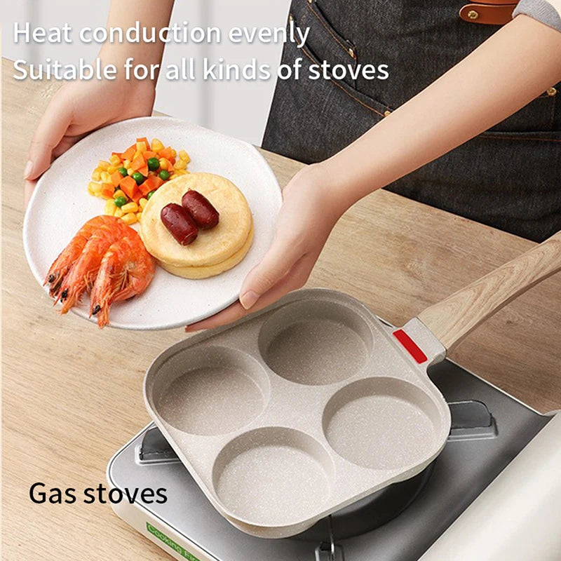 Four-hole Frying Pot Pan Thickened Pan Non-stick Egg Pancake Steak Pan Cooking Egg Ham Pans Breakfast Maker Cookware
