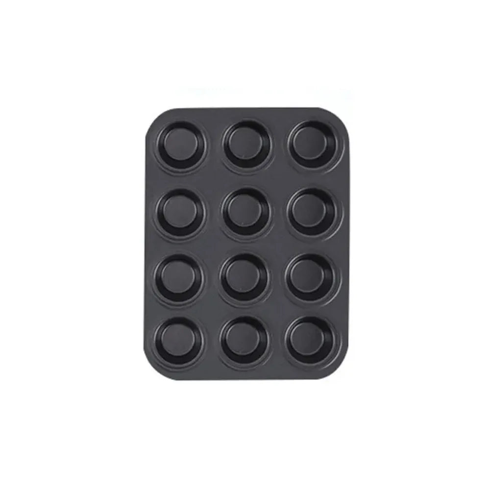 6 or12 Cups Nonstick Muffin and Cupcake Pan, Brownie Cake Pan, Carbon Steel bakeware for Oven Baking Gray