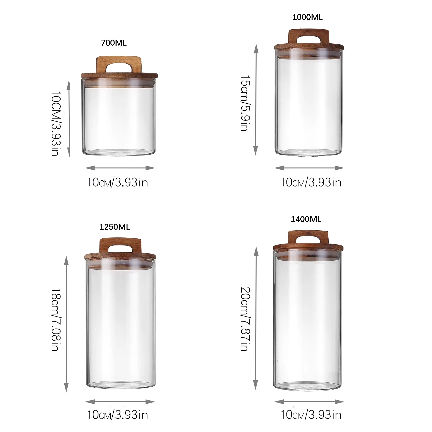 1pc Glass Storage Jar with Wood Lid,Transparent,Resistant Container for Kitchen Food,Nuts,Candy,Spices,Glass Storage Canisters