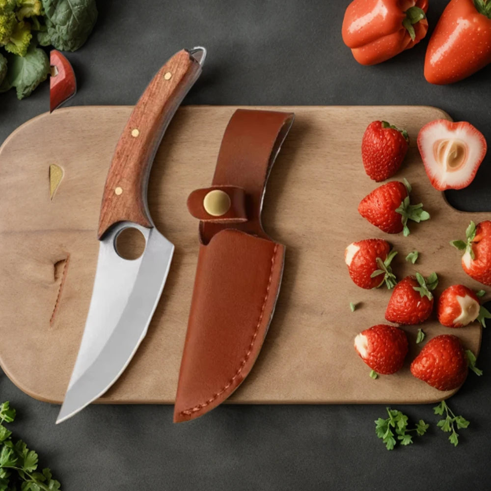 Multipurpose Chef Knives Meat Cleaver Kitchen Knife Hand-Forged Boning Knife Wooden Handle Stainless Steel Hammer Butcher Knife
