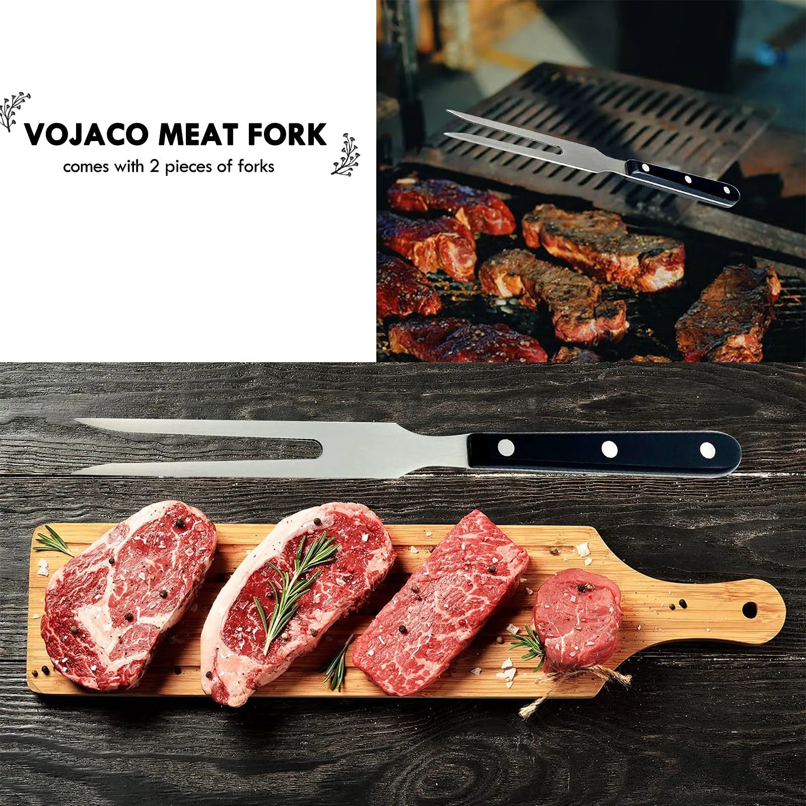 Dinning Table Runner Set Carving Fork Meat Forks 10 Inch Long Stainless Steel Forks For BBQ Barbecue Serving Cooking Grilling