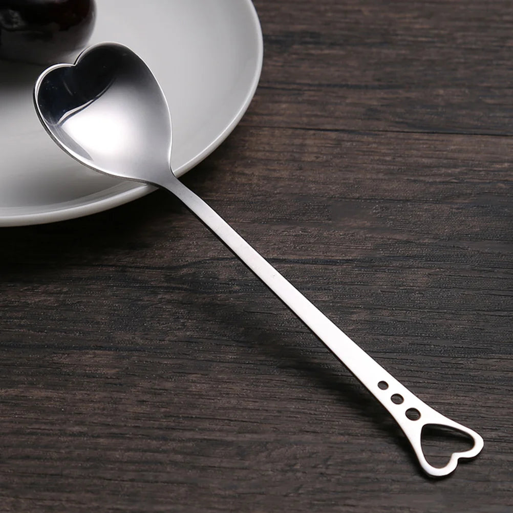 10Pcs Heart Shaped Spoons Stainless Steel Alloy Dessert Spoon Cake Spoon Sugar Spoon Coffee Spoon Tea Spoon Serving Spoon