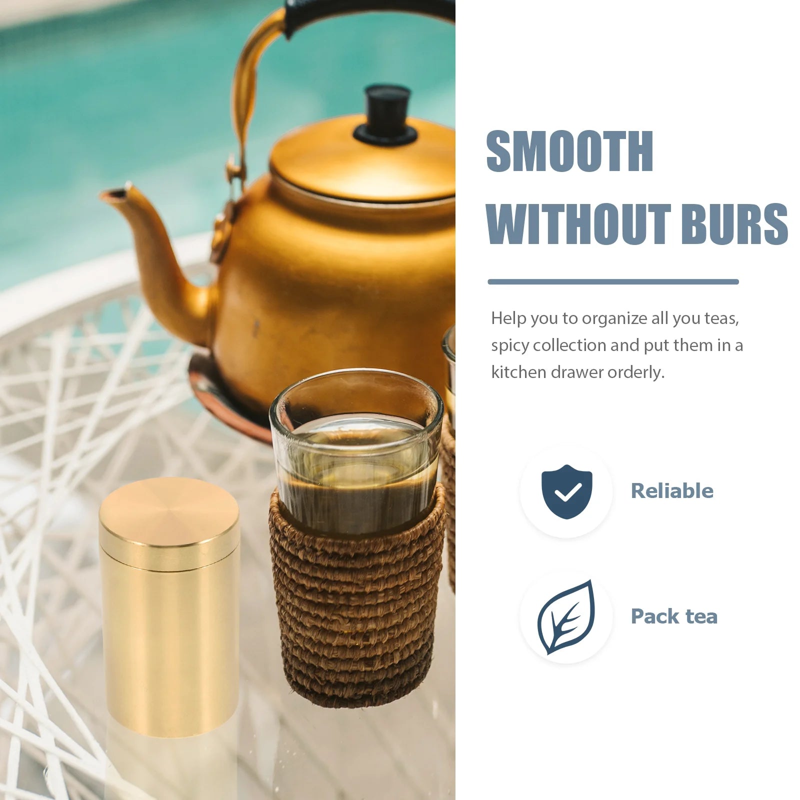Brass Tea Jar Storage Bottle Food Container Kitchen Canisters Cereal Tin Dried Fruit Holder Seal Containers Storage Jars Bottles