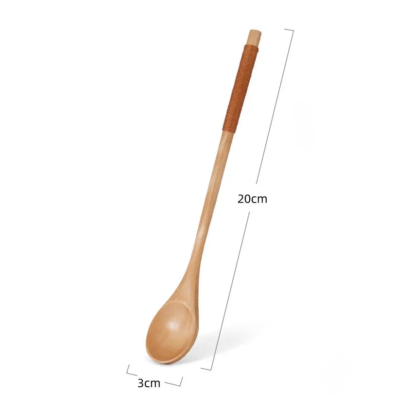 Wooden Tea Spoon Long Coffee Spoons Small Teaspoon Set Wood Honey Dessert Spoon Coffee Drink Stirrer Teaspoons Tableware