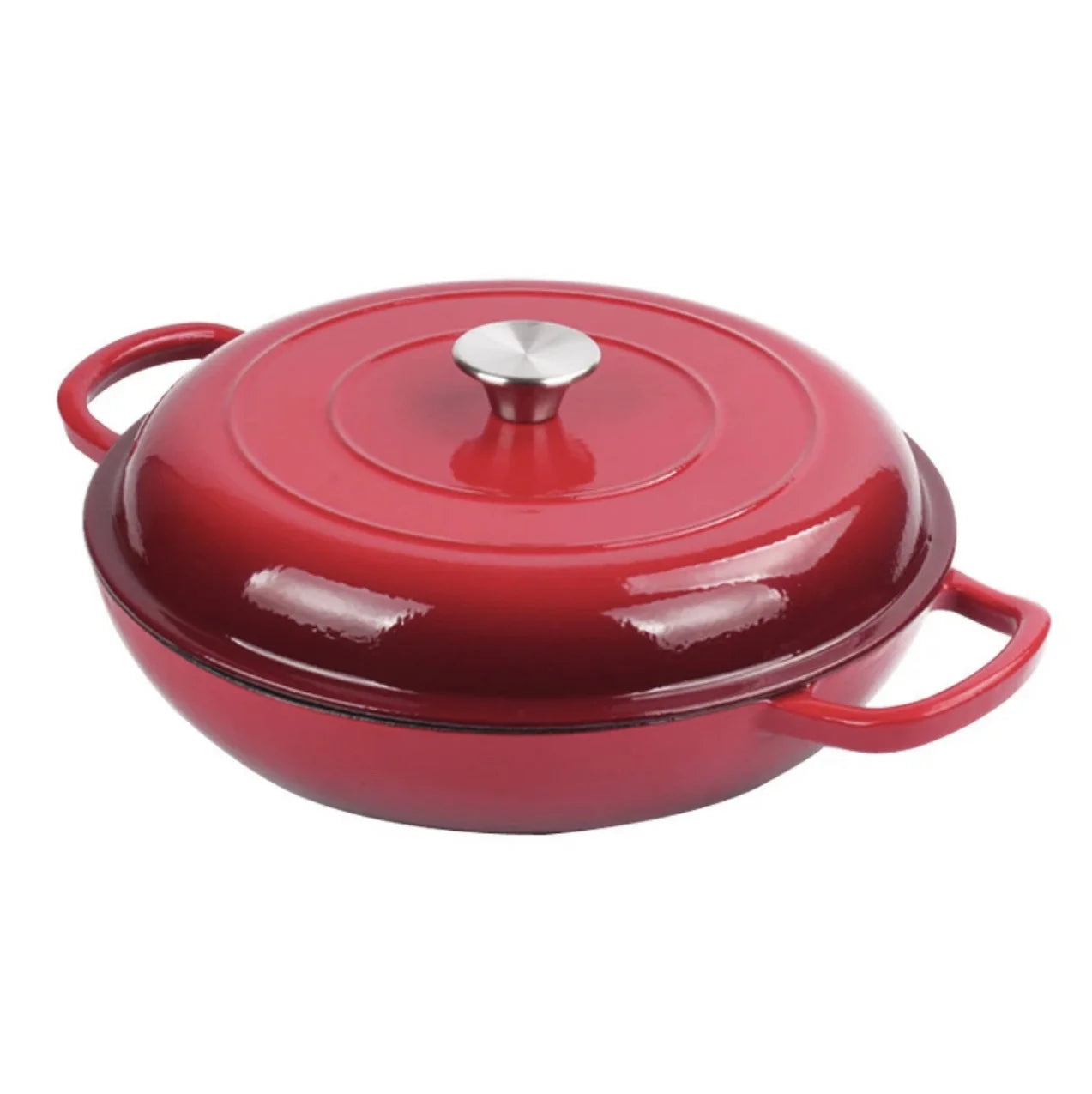 4.5L Dutch Oven Soup Pot Cast Iron Casserole Braiser Casserole Skillet with Lid and Dual Handles Dutch Oven Baking