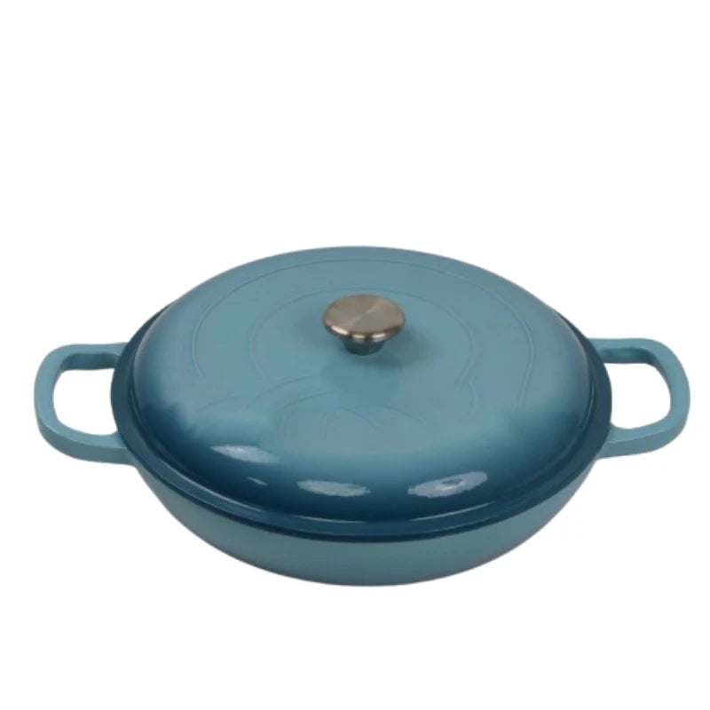 4.5L Dutch Oven Soup Pot Cast Iron Casserole Braiser Casserole Skillet with Lid and Dual Handles Dutch Oven Baking