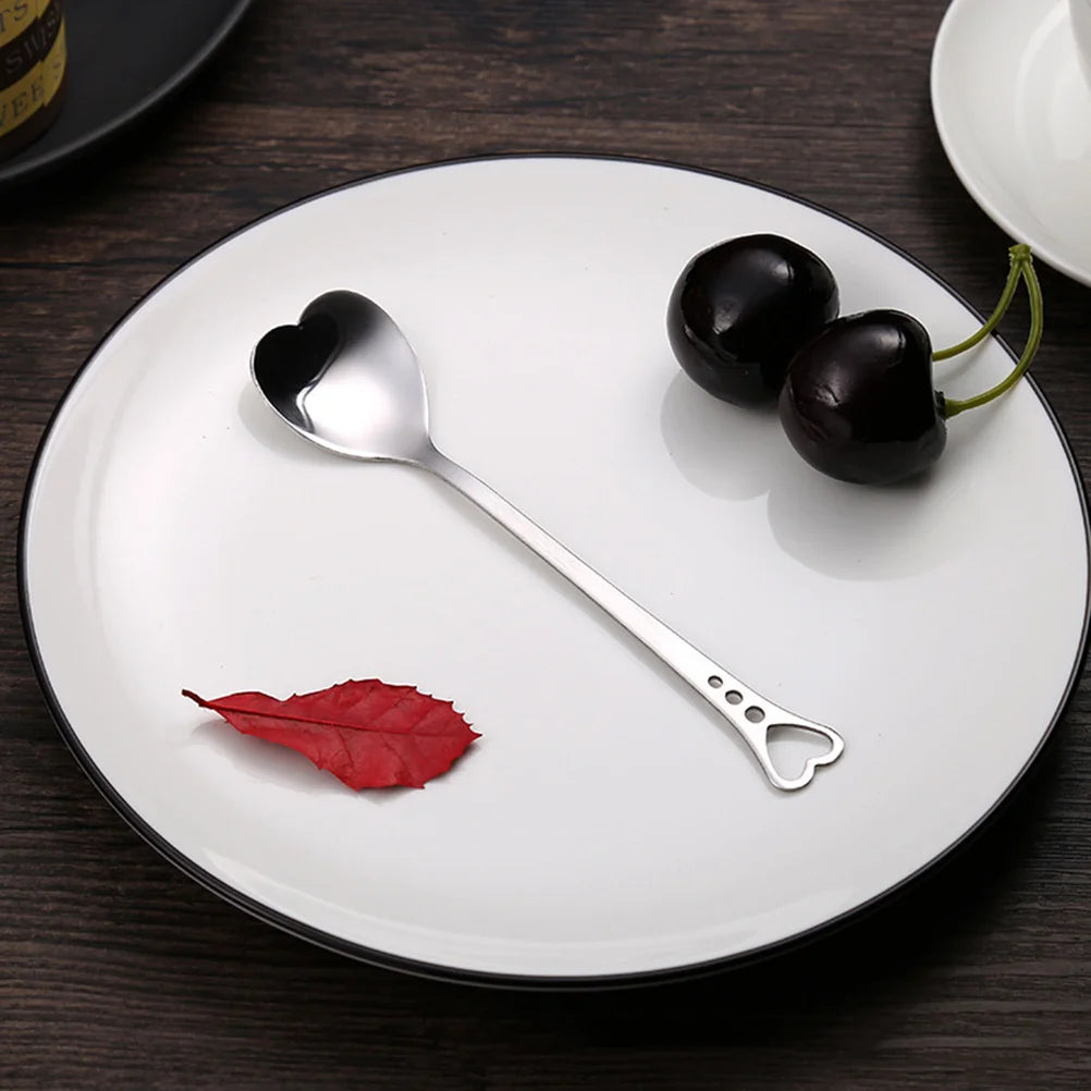 10Pcs Heart Shaped Spoons Stainless Steel Alloy Dessert Spoon Cake Spoon Sugar Spoon Coffee Spoon Tea Spoon Serving Spoon