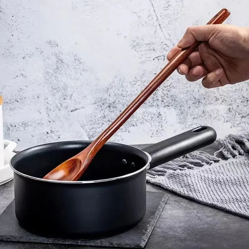 Long Wooden Teaspoons Kitchen Cooking Utensils for Soup Tea Honey Stirring Spoon Ladle Soup Spoon and Fork