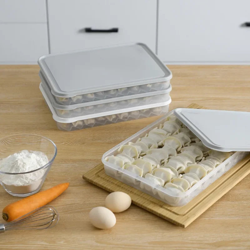 Kitchen Leak Proof Food Dumpling Storage Box Fruit Egg Organizer Refrigerator Food Storage Box Fresh Keep Organizer