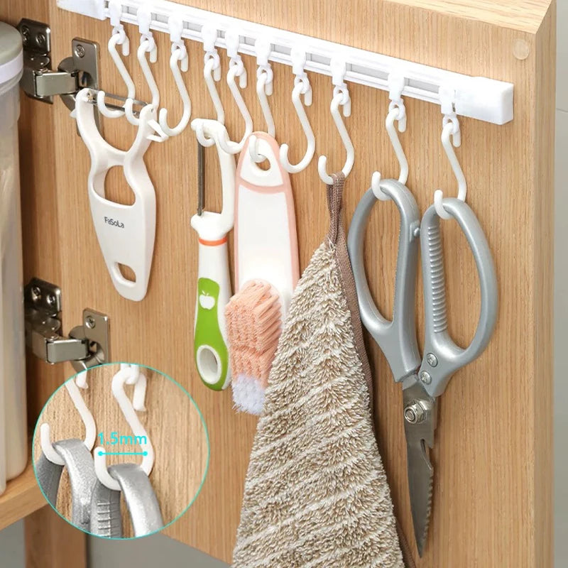 Utensil Hanger Under Cabinet Wall-Mounted Utensil Holder Adhesive No Drilling Spatula Storage Space Saving Home Organizer For