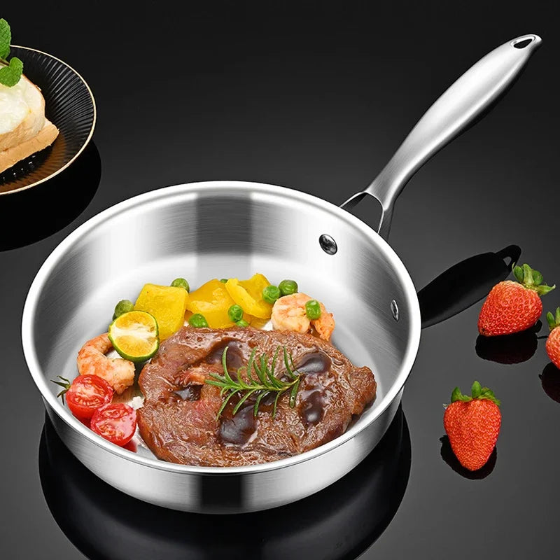 316 Stainless Steel Fry Pan Mini Stir-fry Pans For 1-2 Person 16/18cm Small Cooking Pot General Use For Gas And Induction Cooker