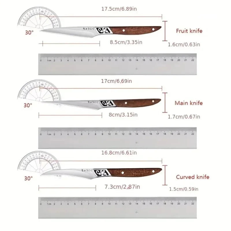 3 Piece Sharp Kitchen Art Knife Kitchen Accessories Hand Tools Professional Chef Carving Knife Food and Fruit Carving