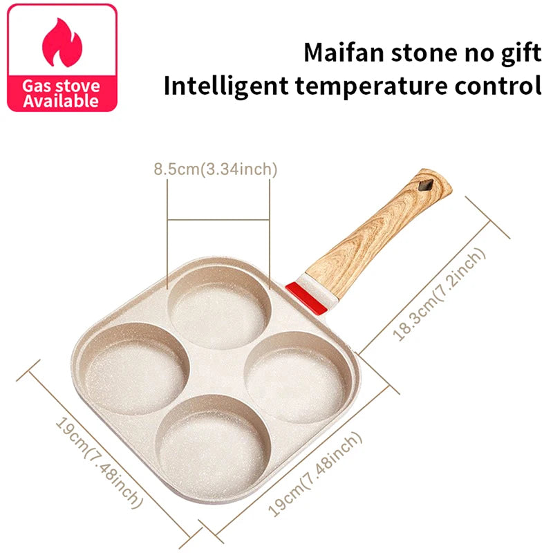 Four-hole Frying Pot Pan Thickened Pan Non-stick Egg Pancake Steak Pan Cooking Egg Ham Pans Breakfast Maker Cookware
