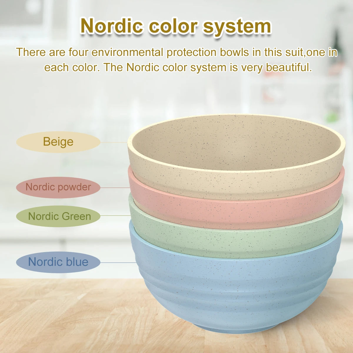 4Pcs Cereal Bowl Set Unbreakable Bowl Lightweight Reusable Dessert and Salad Bowl Durable Breakfast Bowl Soup Bowl Dishwasher
