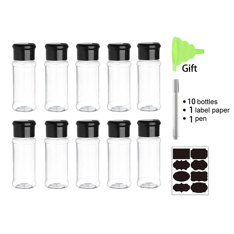 5/10/15/20PC Jars for Spices Kitchen Salt Shaker 100ML Spice Containers for Condiments Barbecue Seasoning Shaker Bottles