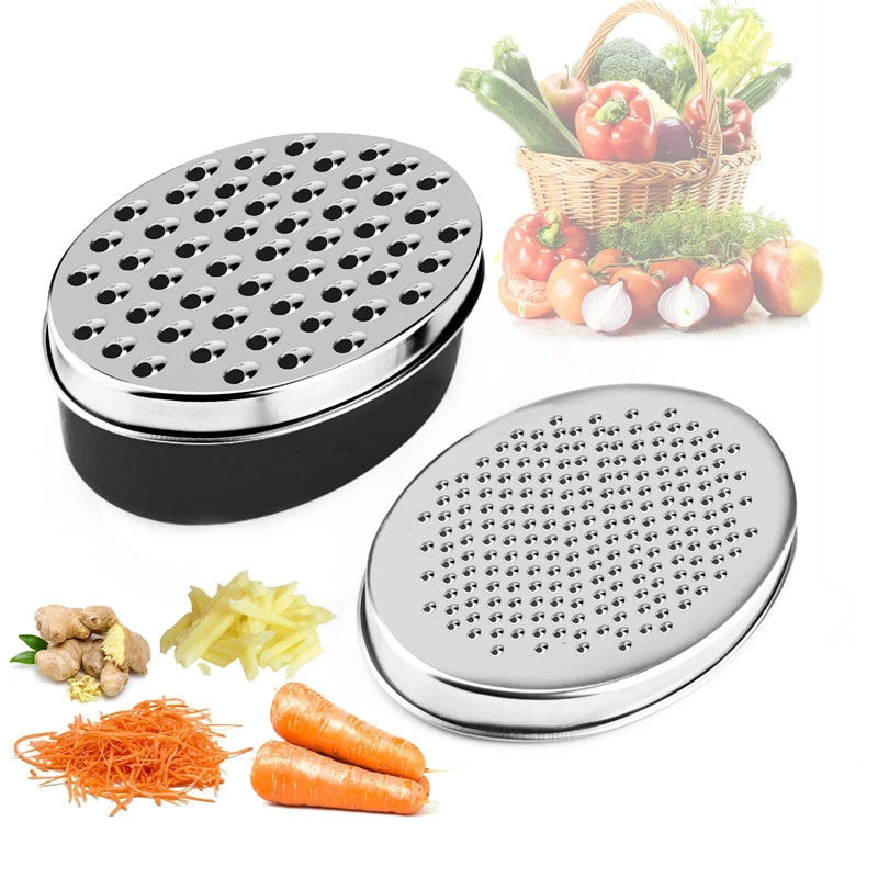 Stainless Steel Storage Graters Double-sided Ginger Grater Multifunctional Storable Cheese Shredder Kitchen Vegetable Fruit Tool