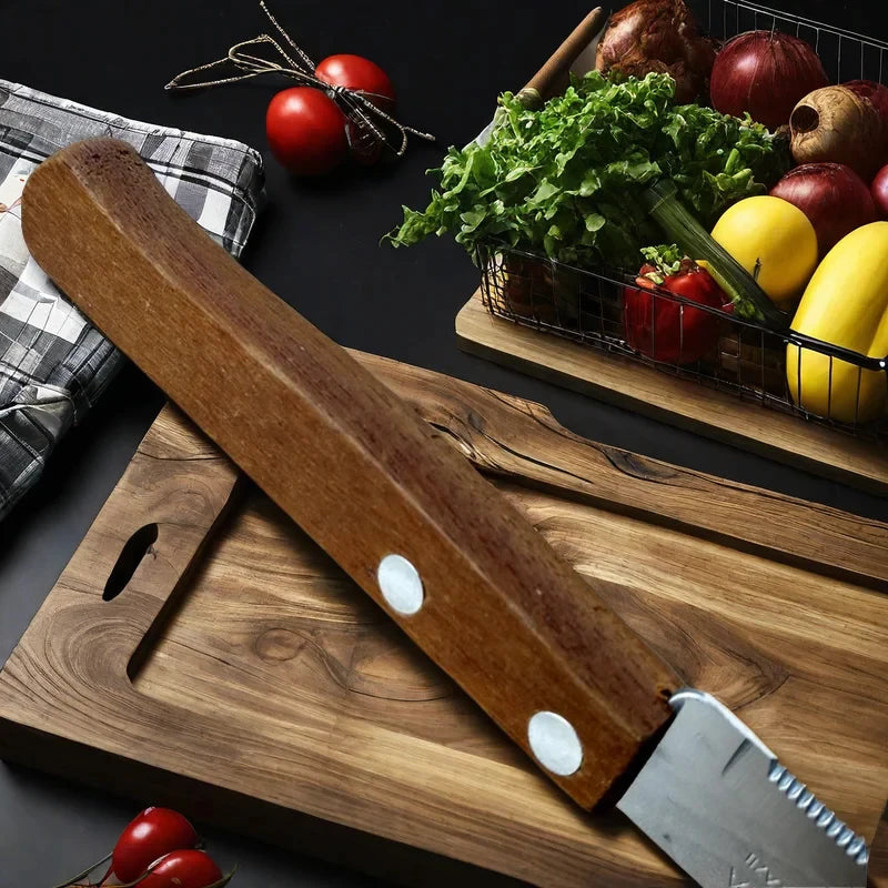Kitchen knife with sawtooth edge, steak knife, wooden handle, stainless steel 1/2/4/8 piece set, kitchen accessory fruit knife